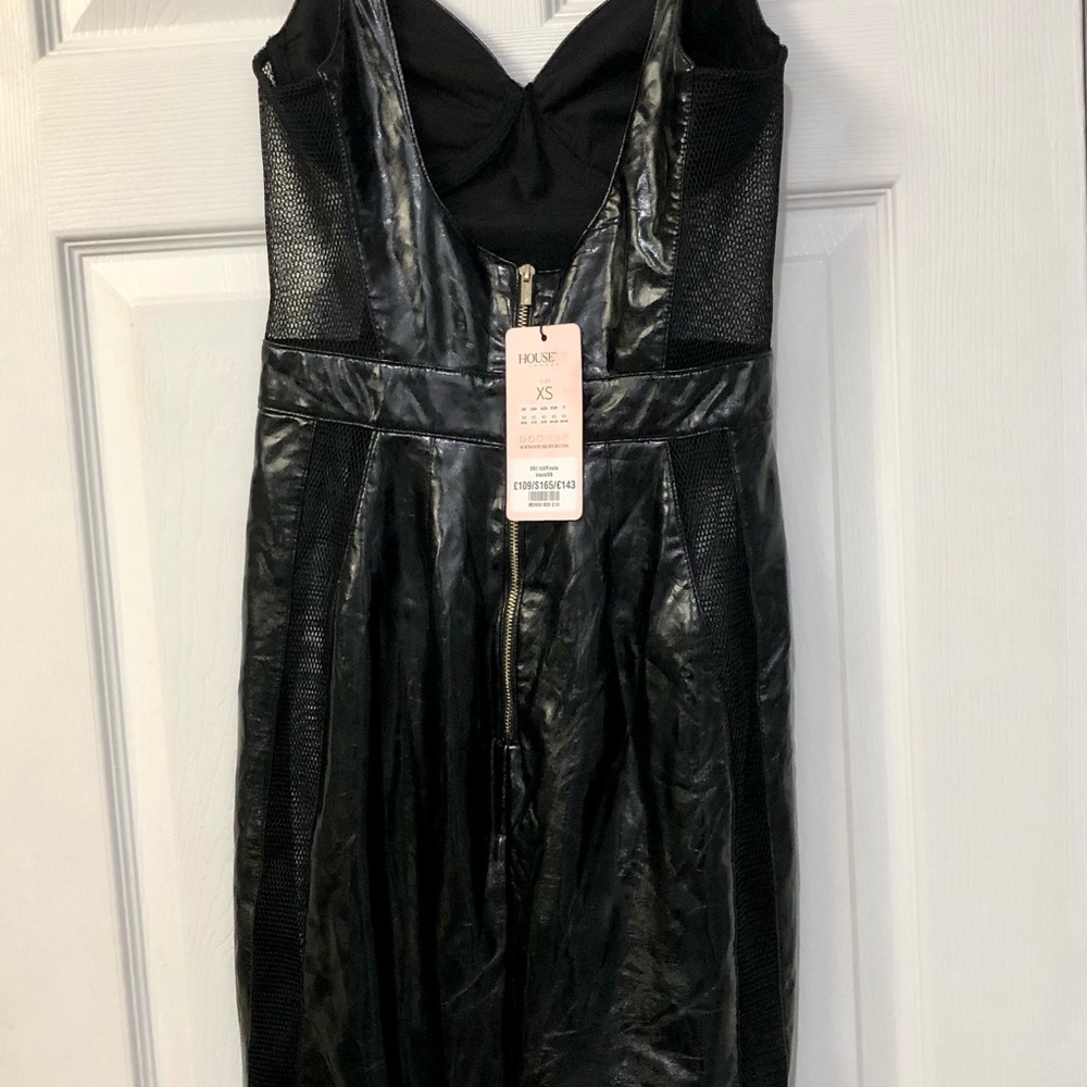 House of CB Firalla Black Vegan Leather Dress XS NWT - Picture 14 of 15